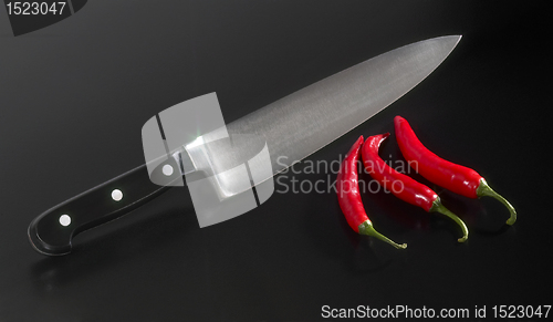 Image of kitchen knife and chillies