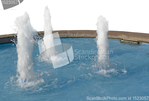 Image of blue fountain in white back