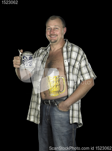 Image of man with beer belly and stein