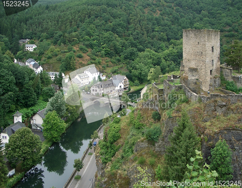 Image of Esch sur SÃ»re with castle ruin