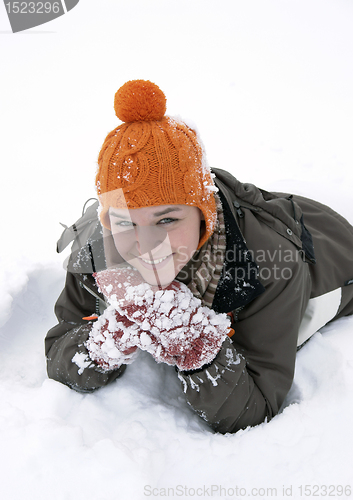 Image of girl with snow and fun