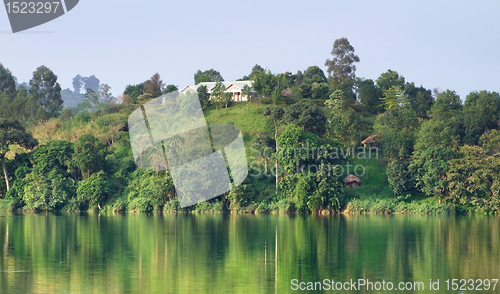 Image of waterside scenery near Rwenzori Mountains in Africa