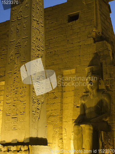 Image of illuminated Luxor Temple detail