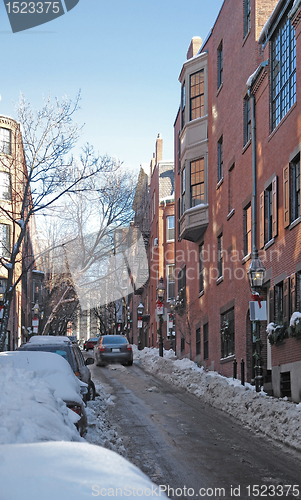 Image of Boston street scenery at winter time