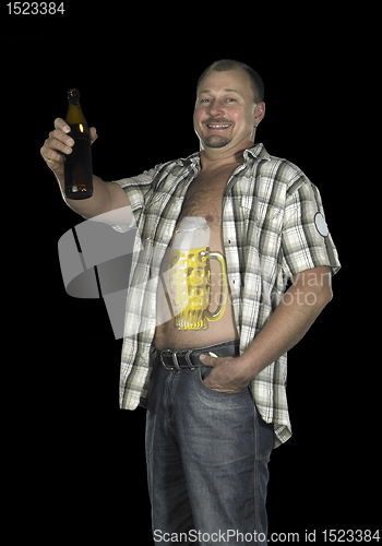 Image of man with belly and beer