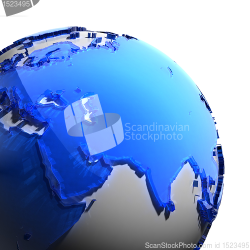 Image of A fragment of the Earth with continents of blue glass