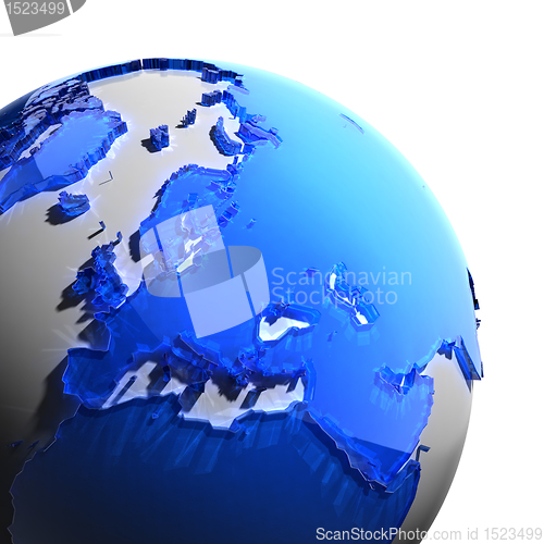 Image of A fragment of the Earth with continents of blue glass