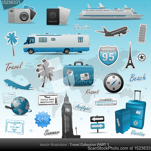 Image of Travel icons symbol collection. Vector illustration