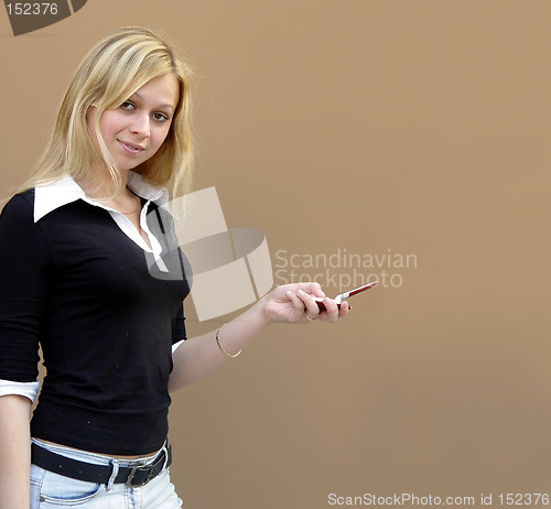 Image of Blond girl with a phone