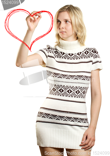 Image of Woman Drawing Heart Shapes