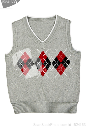 Image of gray vest with a pattern