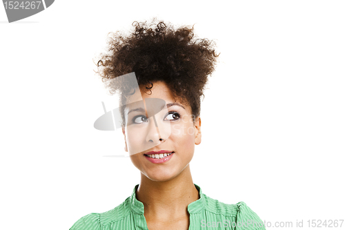 Image of Beautiful woman thinking
