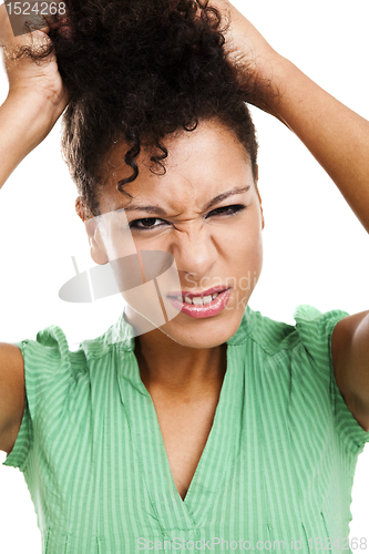 Image of Woman pulling hair