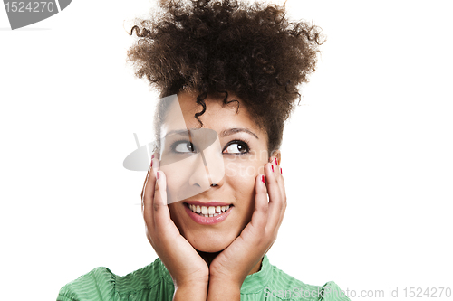 Image of Beautiful woman thinking