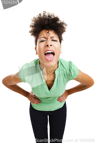 Image of Beautiful woman shouting