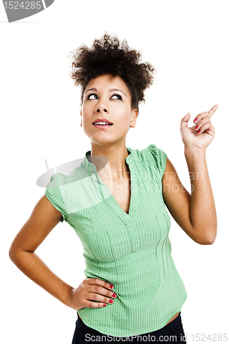 Image of Woman pointing up