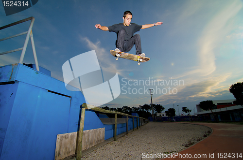 Image of Skateboarder flying