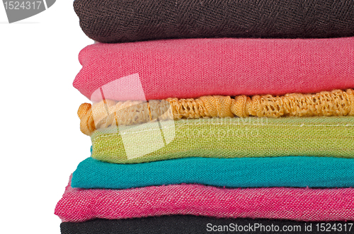 Image of Pile of colorful scarves