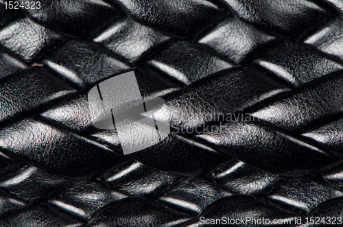 Image of Black leather woven pattern