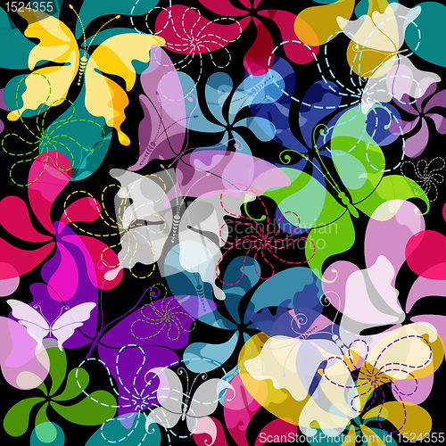 Image of Seamless dark floral pattern