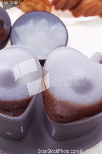 Image of heart shaped espresso coffee cappuccino cups