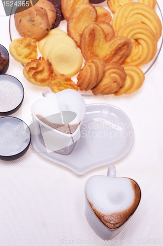 Image of heart shaped espresso coffee cappuccino cups