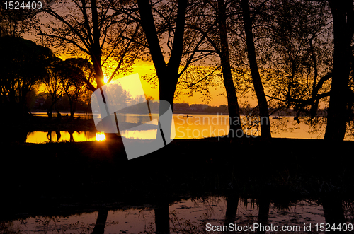 Image of romantic colorful sunset reflections.