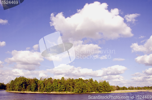 Image of Lake island surrounded by water.