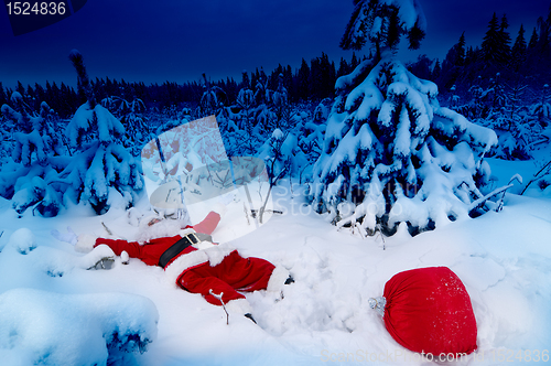 Image of Santa fallen into snow