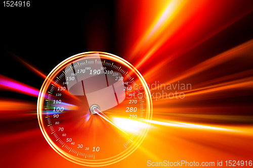 Image of acceleration speedometer on night road