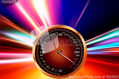 Image of acceleration speedometer on night road