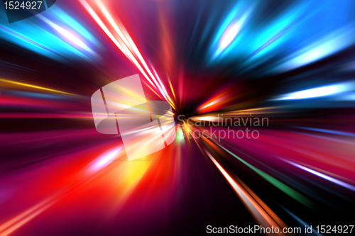 Image of speed motion on night road