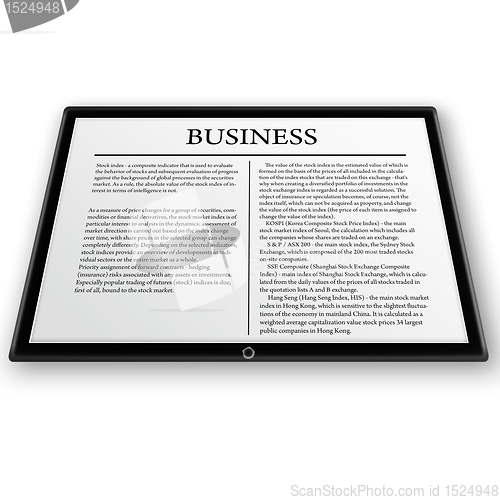 Image of news on tablet pc