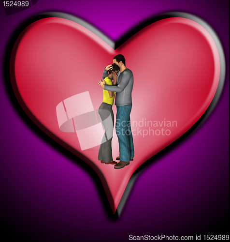 Image of Couple Hugging With Love Heart 