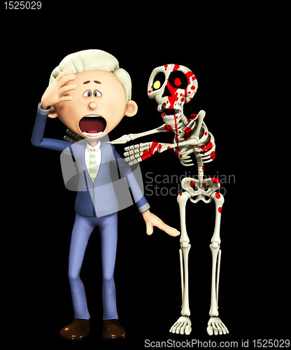 Image of Man Attacked By Skeleton