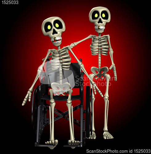 Image of Skeleton Helping A Disabled Skeleton