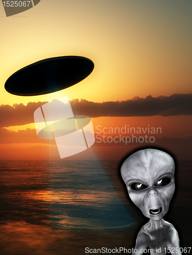 Image of UFO With Angry Alien 