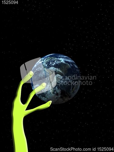 Image of Alien Arm Grabbing The World 