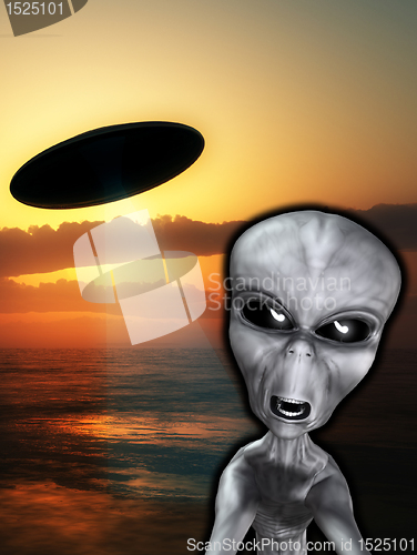 Image of UFO With Angry Alien 
