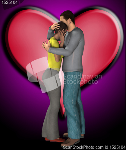 Image of Couple Hugging With Love Heart 