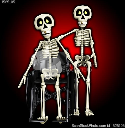 Image of Skeleton Helping A Disabled Skeleton