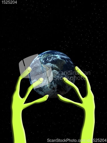 Image of Alien Arm Grabbing The World 