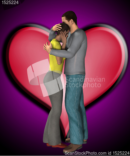 Image of Couple Hugging With Love Heart 