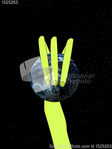 Image of Alien Arm Grabbing The World 