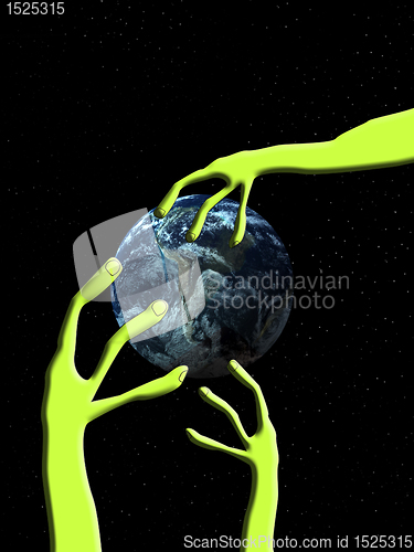 Image of Alien Arm Grabbing The World 