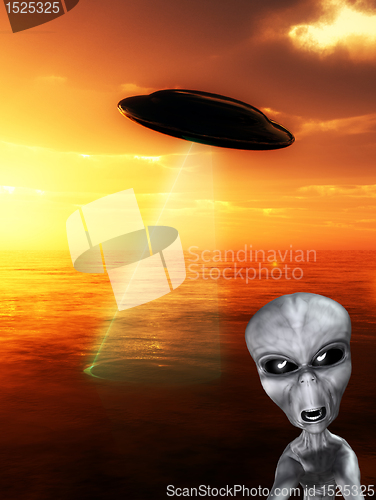 Image of UFO With Angry Alien 