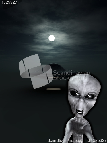 Image of UFO With Angry Alien 