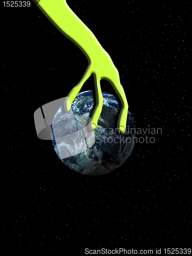 Image of Alien Arm Grabbing The World 