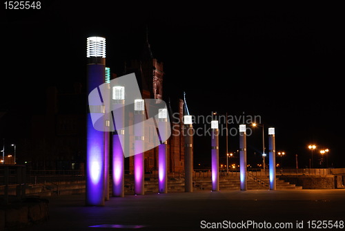 Image of lighted columns in night