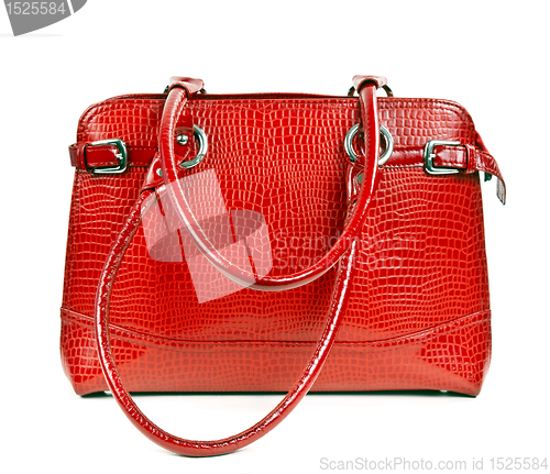 Image of red leather ladies handbag